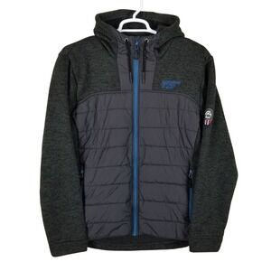 Scandinavian Explorer Hybrid Jacket Mens XXL Gray Quilted Knit Hooded Full Zip
